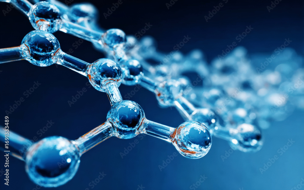 Poster close-up view of a molecular structure showing interconnected atoms