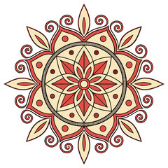 Intricate Bangladeshi mandala emblem featuring geometric floral patterns and swirling designs vector