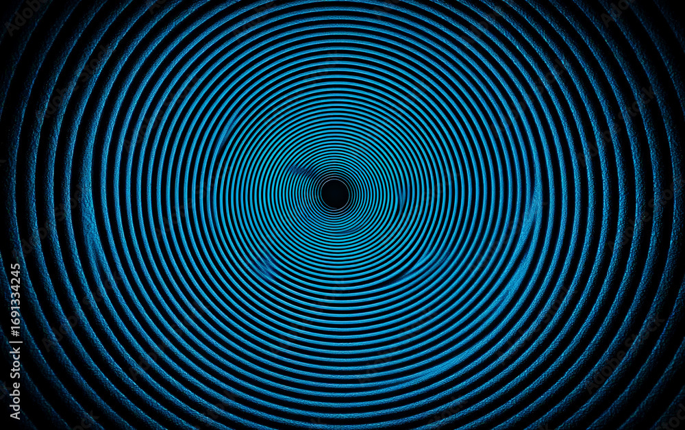 Poster abstract blue concentric circles forming a visually striking pattern