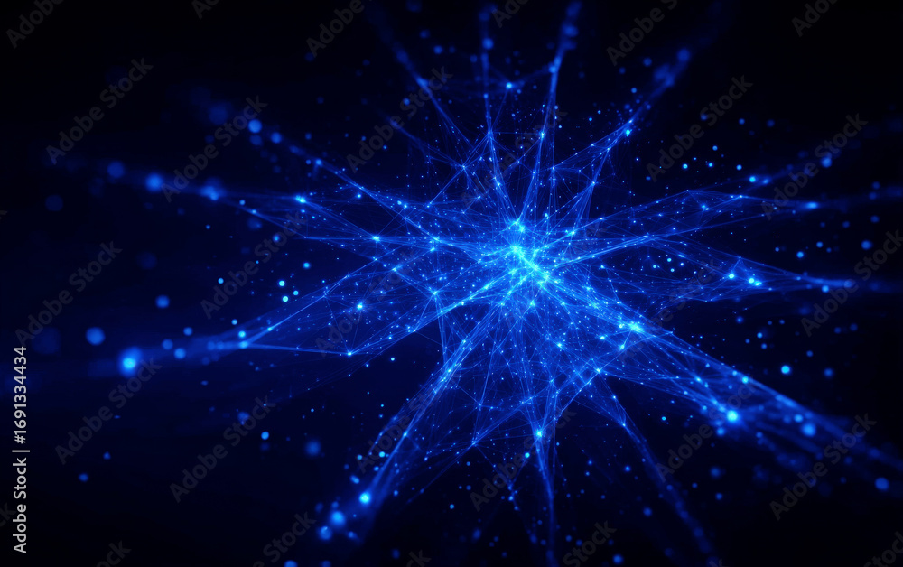 Aufkleber abstract blue network structure representing advanced technology and connectivity