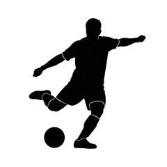 Naklejka premium Silhouette of a Male Soccer Player Kicking a Ball on Isolated transparent background