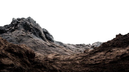 rugged mountain landscape isolated on white background