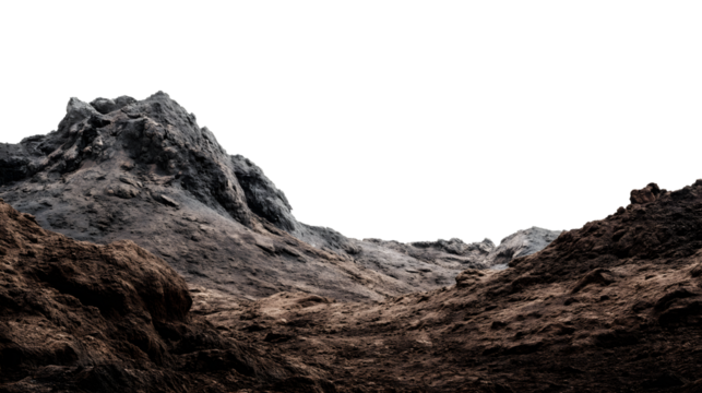 rugged mountain landscape isolated on white background