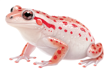 Small pink and white amphibian with red spots on its head and body on AI generated by PNG