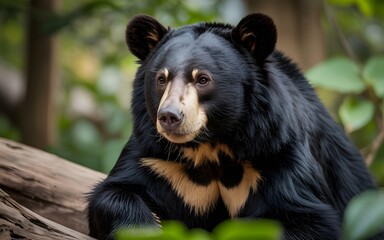 Fototapeta premium Close-up Portrait of a Majestic Sun Bear in the Wild