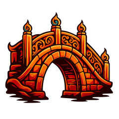 Chinese ancient chinese bridge icon. Colorful ornate bridge illustration with decorative elements izolated 