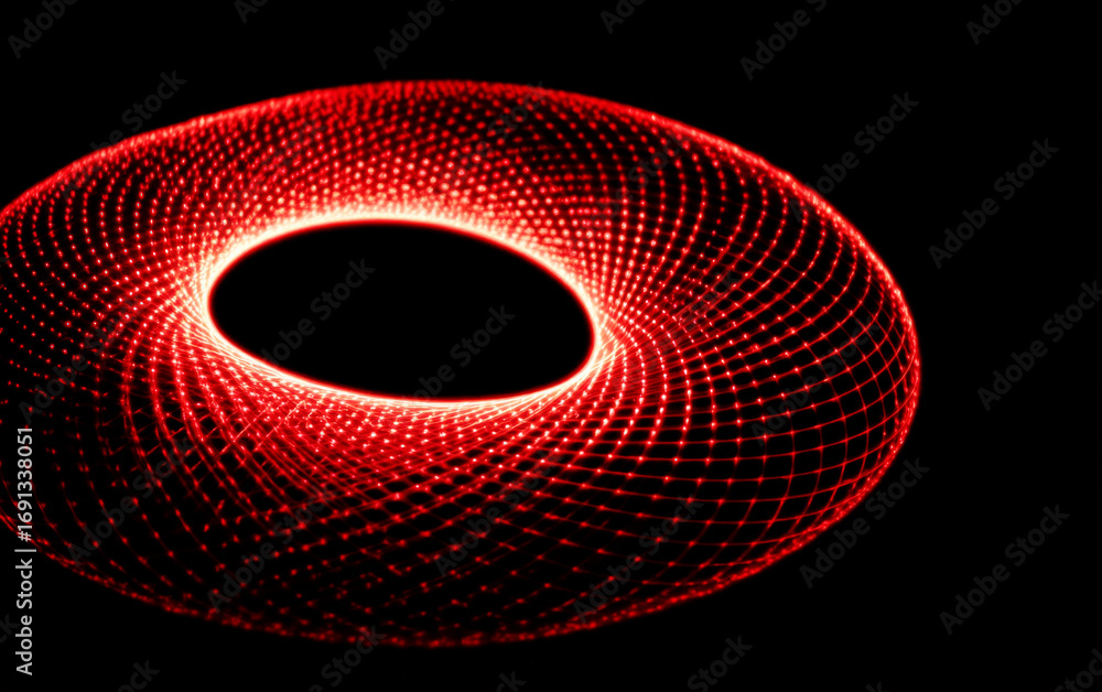 Aufkleber red glowing torus shape with intricate patterns in dark background