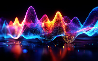 Vibrant Colorful Wave Patterns Displaying Digital Technology