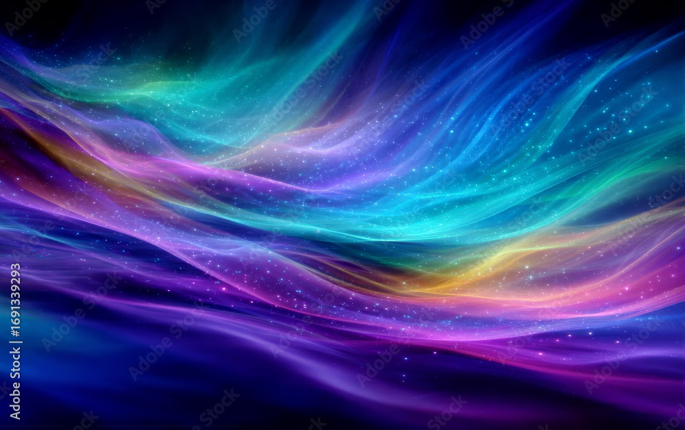 Aufkleber vibrant and colorful abstract wave pattern with glowing effects