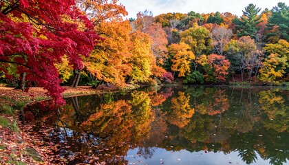 Autumn foliage reflected in a pond