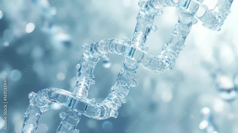 Poster crystal clear ice-like chains of nucleic acids forming double helix pattern