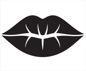Silhouette of lips icon vector illustration, isolated mouth shape symbol in black, romantic kiss and beauty design element for love, makeup, fashion, cosmetic, sensuality, and Valentine concept artwor