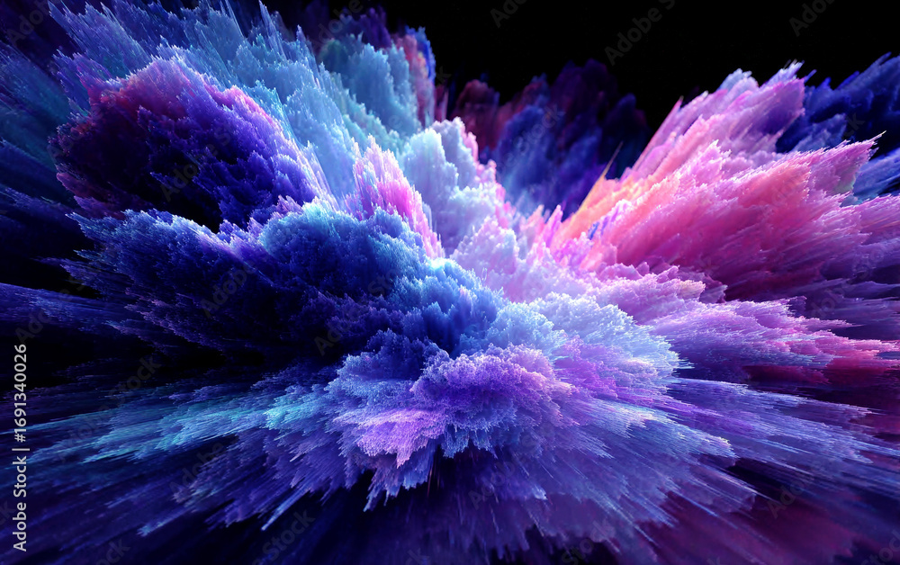 Poster vibrant colorful abstract fractal pattern with various hues