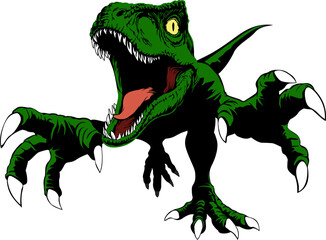 angry attacking raptor - vector llustration