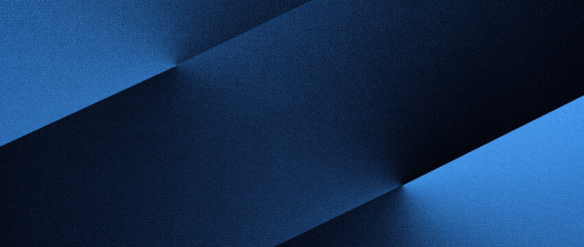 Black dark blue abstract background. Geometric. Line stripe triangle angle corner diagonal 3d. Gradient. Light, shadow. Grain noise grange. Matte metal metallic.Technology business. Design.Wide banner