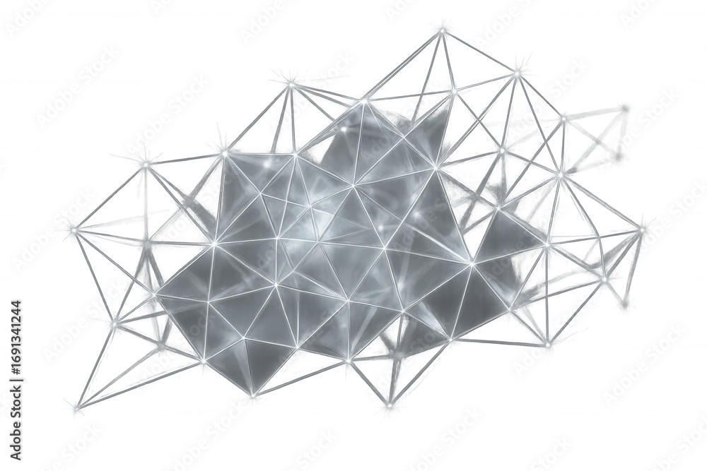 Aufkleber complex geometric crystal structure connecting points and forming a network, ideal for technology or