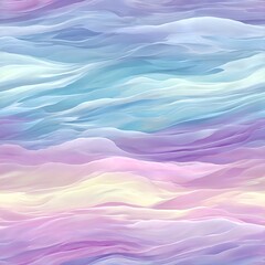 Fototapeta premium Seamless pattern of pastel watercolor waves in soft dreamy colors