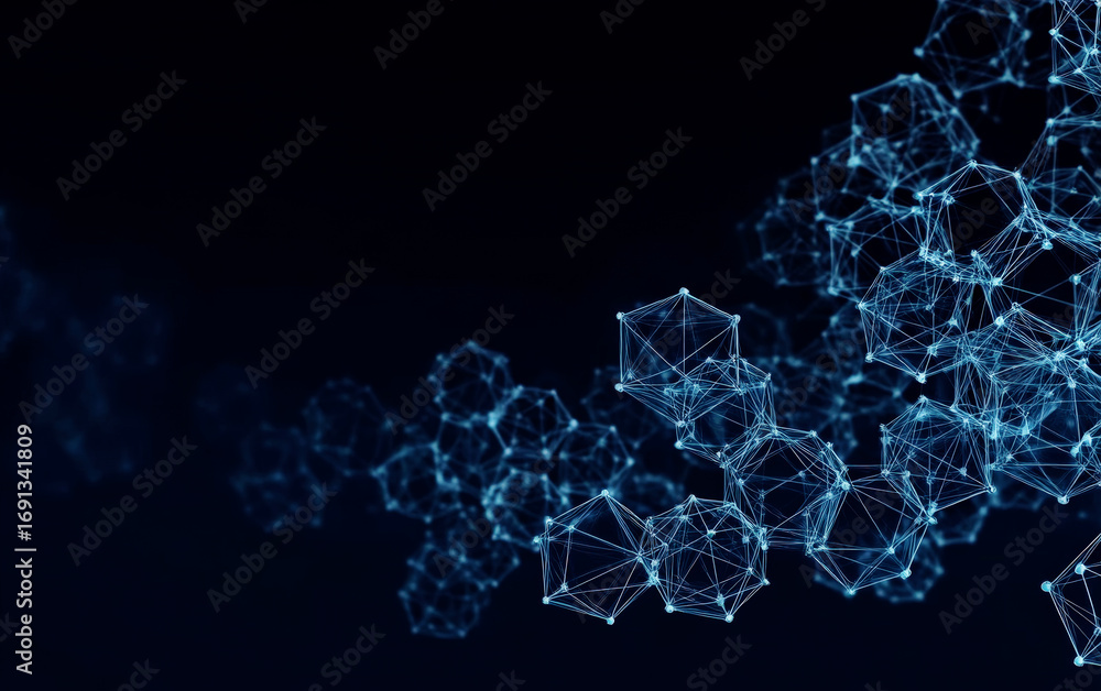 Poster abstract digital geometric structure with interconnected nodes