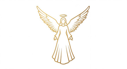Elegant golden angel silhouette with outstretched wings brings divine grace and peace to your designs