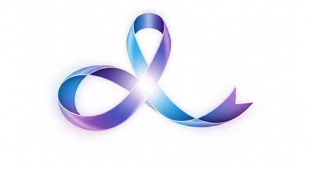 Elegant blue purple ribbon symbolizes hope and awareness for critical causes
