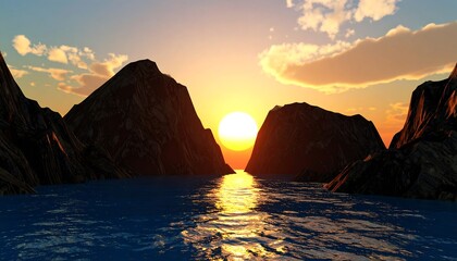 Dramatic sunset over a mountain range