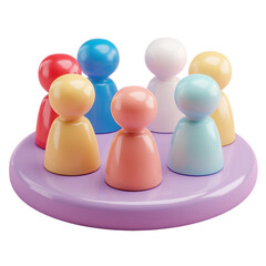 Obraz premium Colorful game pieces arranged in circle symbolize teamwork and collaboration in small business entrepreneurship