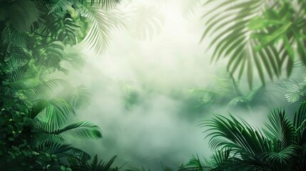 Obraz premium Misty lush tropical jungle background