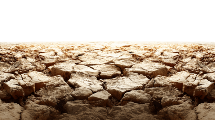 Dry cracked earth isolated on white background