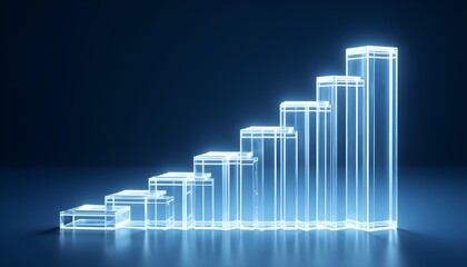 Illuminated Transparency: A Bar Graph Made of Stacked Glass Blocks