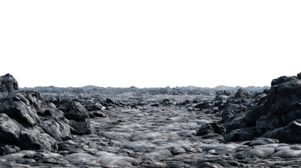 barren land rocky landscape isolated on white background