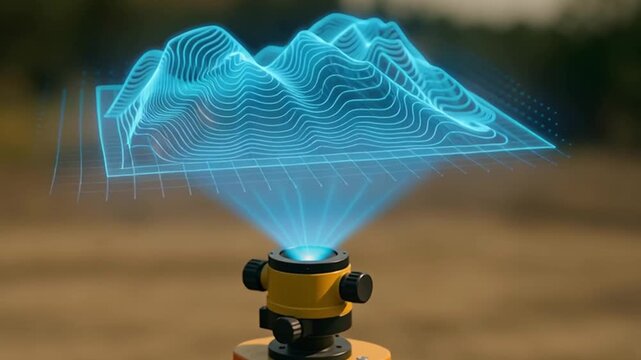 Surveying tripod projecting holographic terrain map