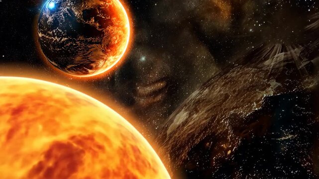 Cosmic Dance: A captivating image showcases the beauty and mystery of space, with vibrant celestial bodies and stellar formations filling the canvas.