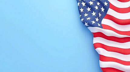 Obraz premium American Flag Draped Against Light Blue Background