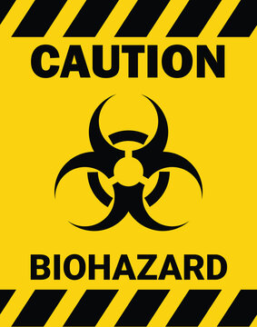 Caution biological hazard sign, A yellow Vertical Rectangle with alternating black stripes on the top and bottom inside it