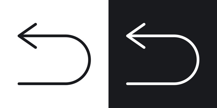 Undo icons collection in black and white filled and line versions