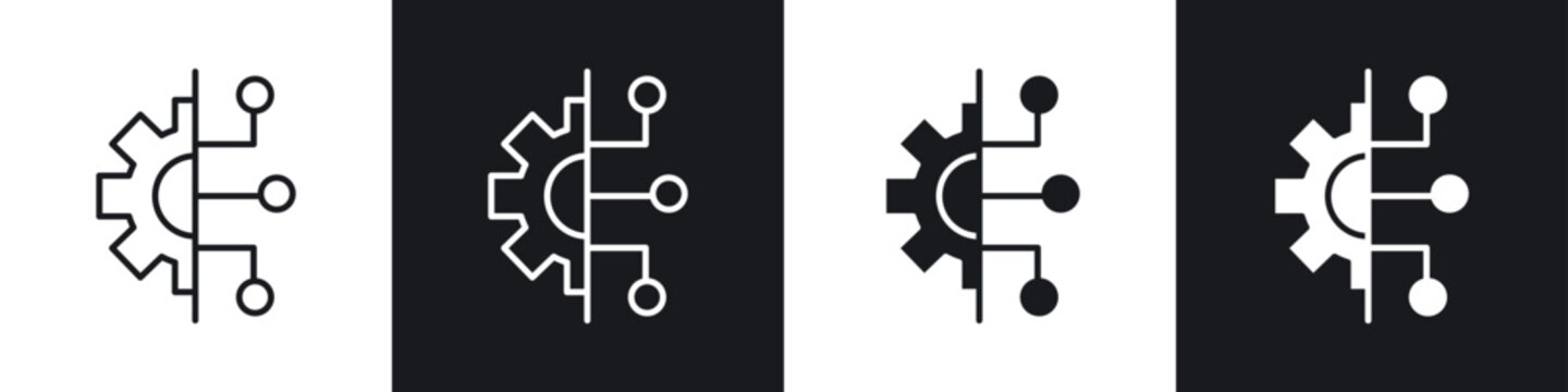 Transform icons collection in black and white filled and line versions