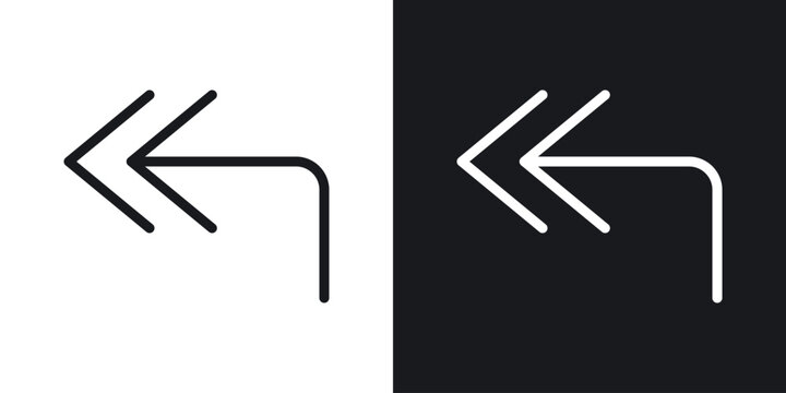 Reply all icons collection in black and white filled and line versions