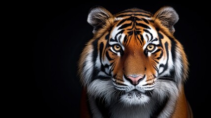 Fototapeta premium Majestic Tiger Portrait Against Dark Background