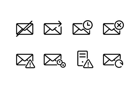 Email Alert Icons. Outline icon set of email alert categories: promotional email, social email, updates email, forum email,