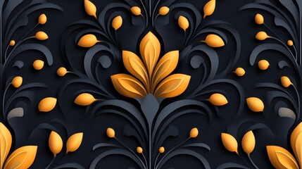 Elegant Gold and Dark Floral Design Pattern