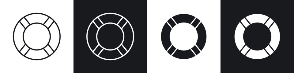 Life buoy icons collection in black and white filled and line versions © Bsbd