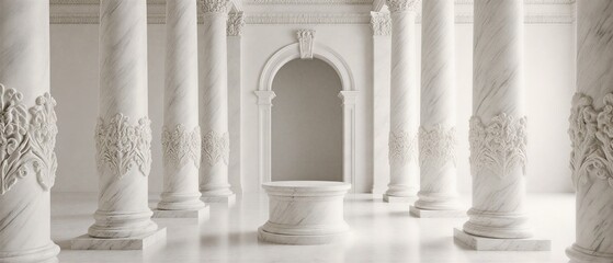 3d marble columns interior display luxury dais background | architectural, classical, interior design, product display, background theme