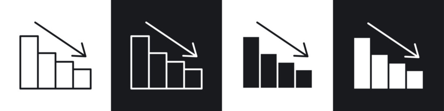 Chat arrow down icons collection in black and white filled and line versions