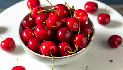 Fresh cherries in a bowl