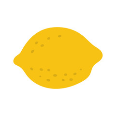 Bright yellow lemon fruit illustration with textured skin isolated on white background in flat cartoon vector style