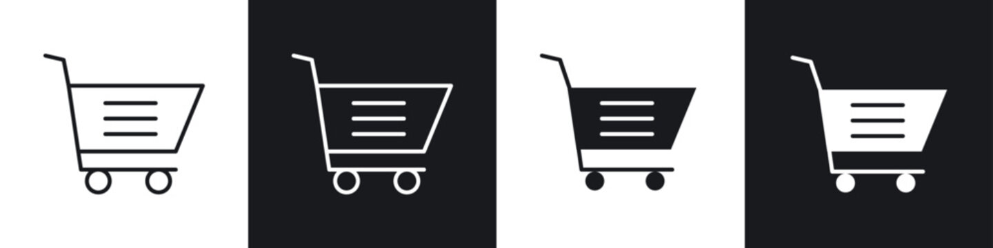 Shopping icons collection in black and white filled and line versions