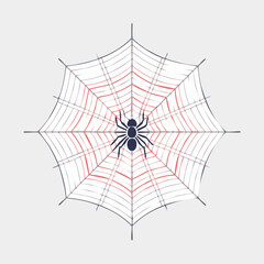 Fototapeta premium A single spider on a delicate, symmetrical web. An isolated vector icon for Halloween, nature, or insect concepts. Generative AI