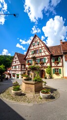 Quaint European town square with fountain (1)