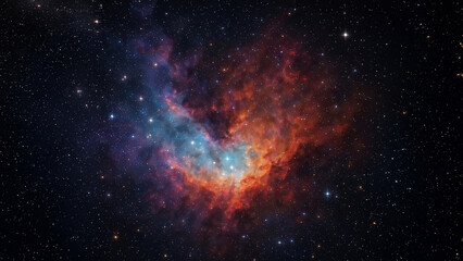 A colorful nebula in deep space, glowing gas clouds, stars scattered throughout, vibrant cosmic colors, mysterious and magical atmosphere, distant galaxy background, swirling patterns of light.