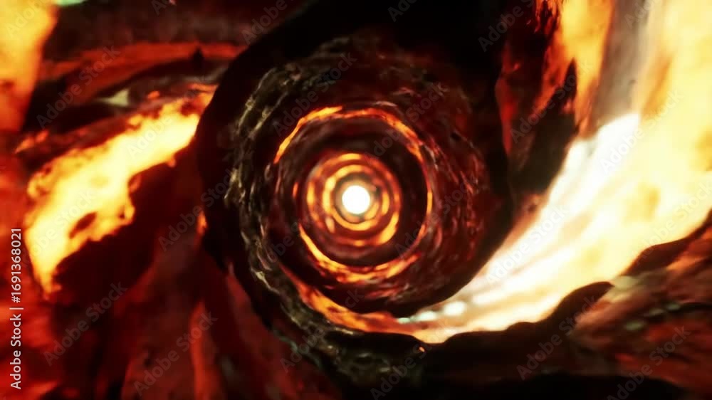 Poster abstract fiery vortex: dynamic tunnel of lava and light journey